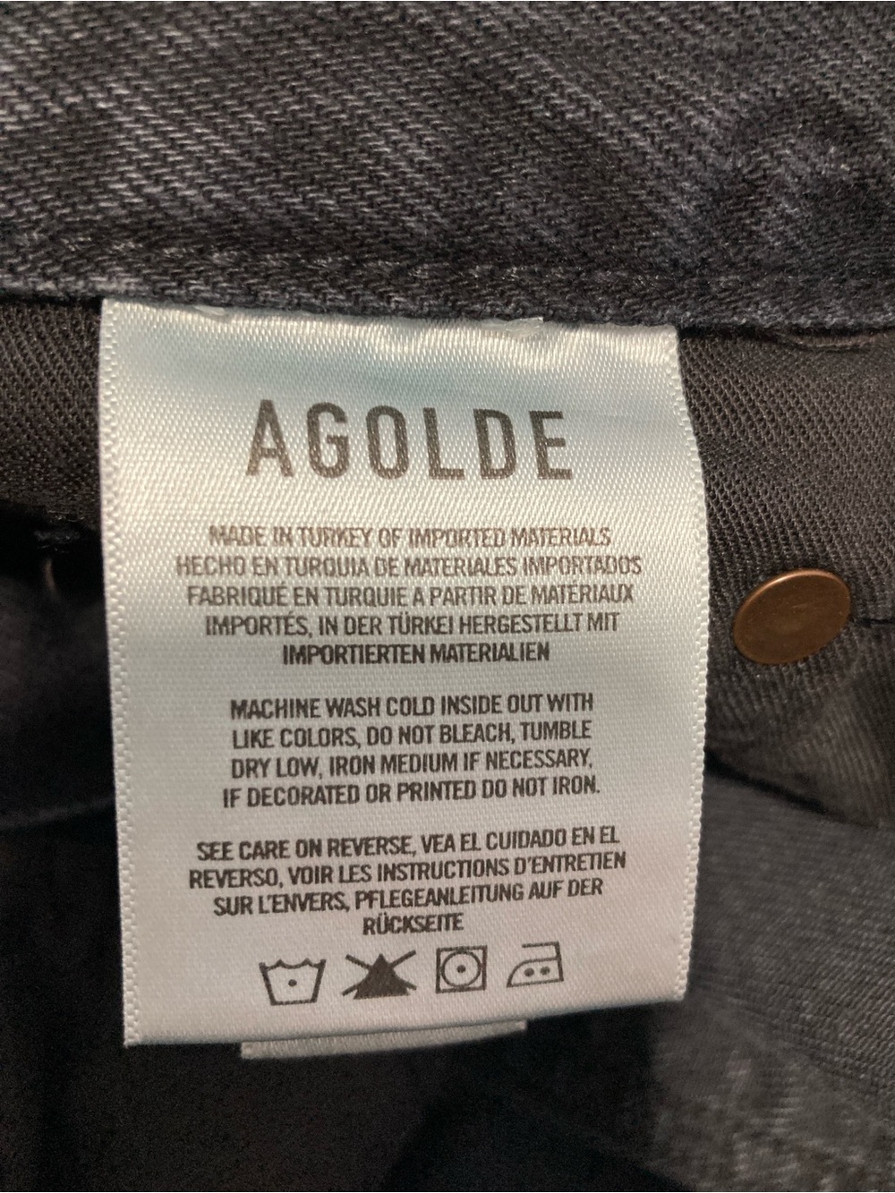 Agolde Riley Black Button Fly High Rise Cropped Jeans - Picture 7 of 8